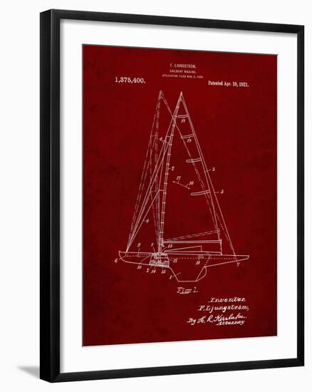 PP942-Burgundy Ljungstrom Sailboat Rigging Patent Poster-Cole Borders-Framed Giclee Print