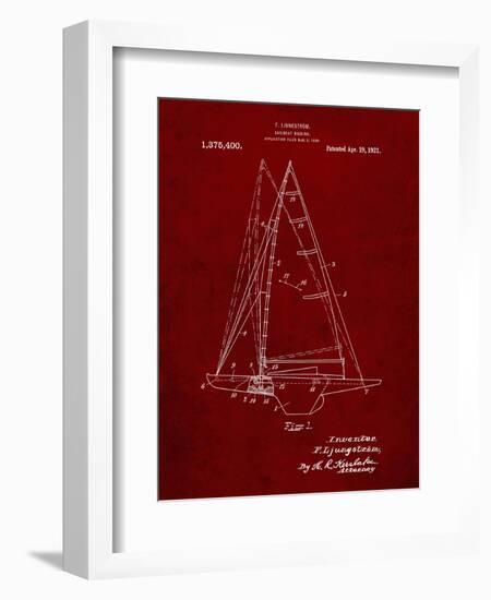 PP942-Burgundy Ljungstrom Sailboat Rigging Patent Poster-Cole Borders-Framed Giclee Print