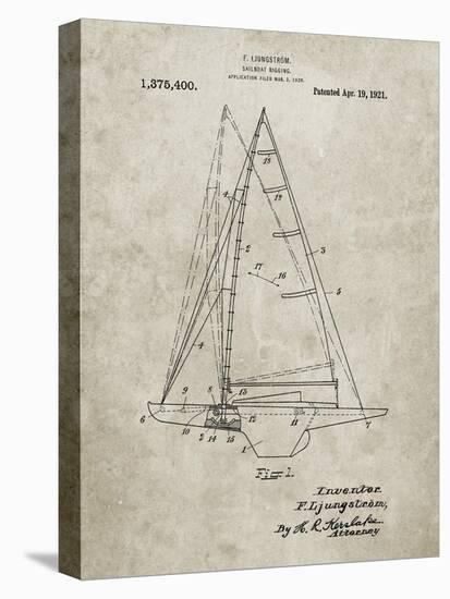 PP942-Sandstone Ljungstrom Sailboat Rigging Patent Poster-Cole Borders-Stretched Canvas