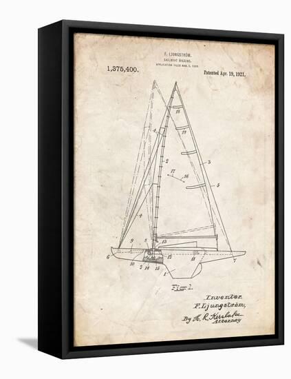 PP942-Vintage Parchment Ljungstrom Sailboat Rigging Patent Poster-Cole Borders-Framed Stretched Canvas
