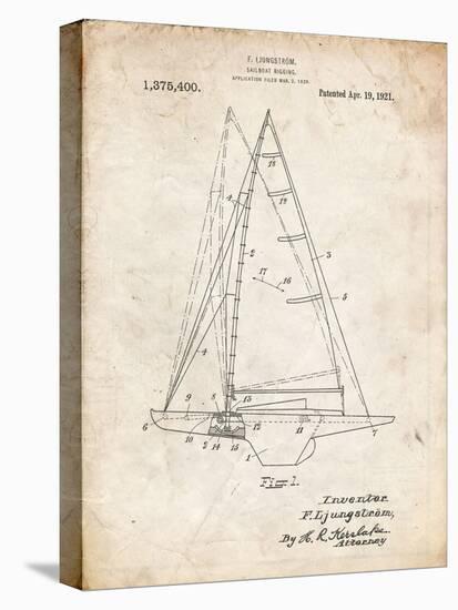 PP942-Vintage Parchment Ljungstrom Sailboat Rigging Patent Poster-Cole Borders-Stretched Canvas