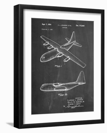 PP943-Chalkboard Lockheed C-130 Hercules Airplane Patent Poster-Cole Borders-Framed Giclee Print