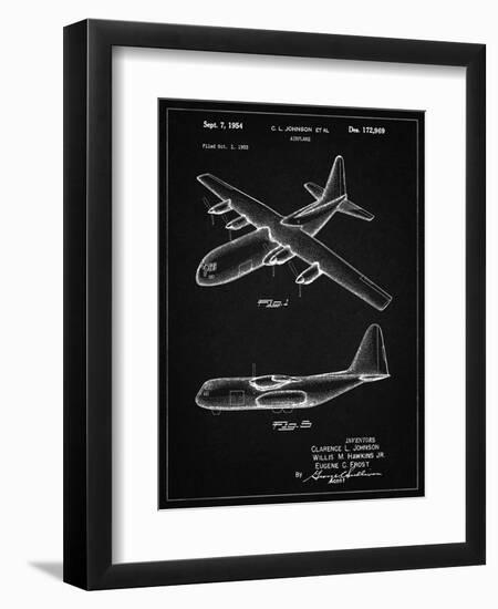 PP943-Vintage Black Lockheed C-130 Hercules Airplane Patent Poster-Cole Borders-Framed Giclee Print