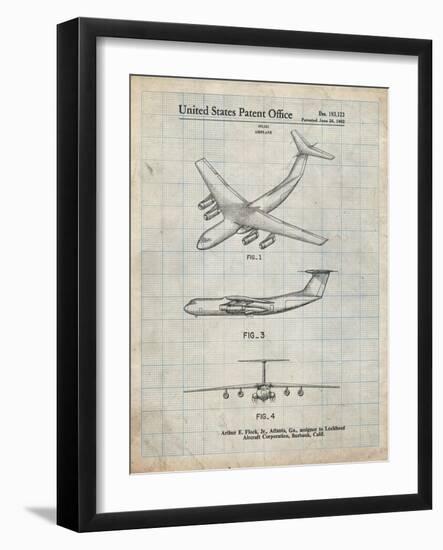 PP944-Antique Grid Parchment Lockheed C-130 Hercules Airplane Patent Poster-Cole Borders-Framed Giclee Print