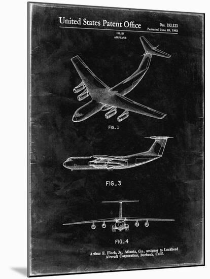 PP944-Black Grunge Lockheed C-130 Hercules Airplane Patent Poster-Cole Borders-Mounted Giclee Print