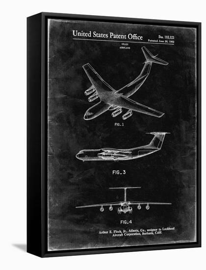 PP944-Black Grunge Lockheed C-130 Hercules Airplane Patent Poster-Cole Borders-Framed Stretched Canvas