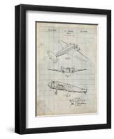 PP945-Antique Grid Parchment Lockheed Electra Airplane Patent Poster-Cole Borders-Framed Giclee Print