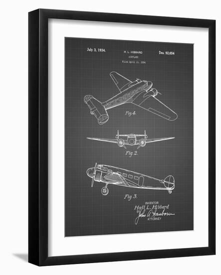 PP945-Black Grid Lockheed Electra Airplane Patent Poster-Cole Borders-Framed Giclee Print