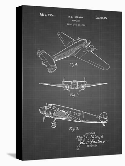 PP945-Black Grid Lockheed Electra Airplane Patent Poster-Cole Borders-Stretched Canvas