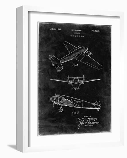 PP945-Black Grunge Lockheed Electra Airplane Patent Poster-Cole Borders-Framed Giclee Print