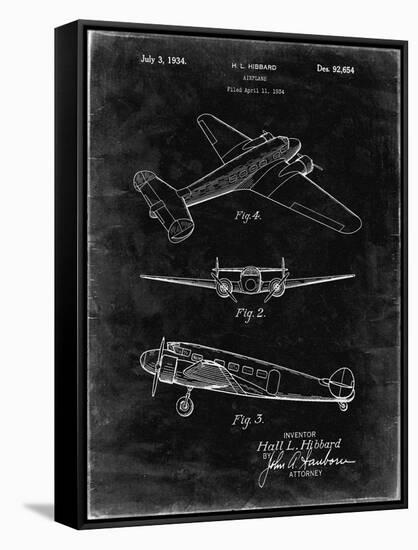 PP945-Black Grunge Lockheed Electra Airplane Patent Poster-Cole Borders-Framed Stretched Canvas