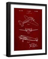 PP945-Burgundy Lockheed Electra Airplane Patent Poster-Cole Borders-Framed Giclee Print