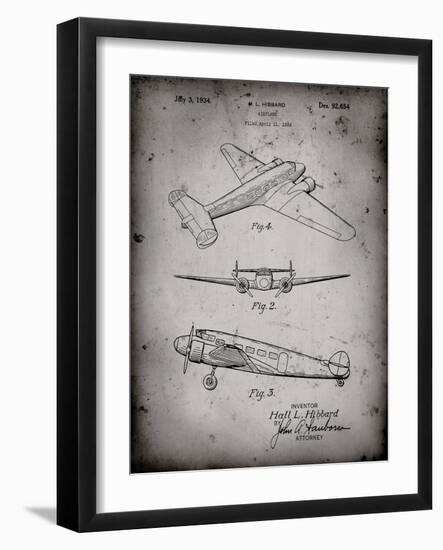 PP945-Faded Grey Lockheed Electra Airplane Patent Poster-Cole Borders-Framed Giclee Print