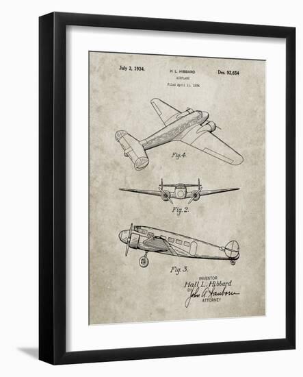 PP945-Sandstone Lockheed Electra Airplane Patent Poster-Cole Borders-Framed Giclee Print