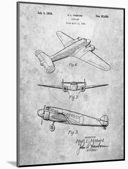 PP945-Slate Lockheed Electra Airplane Patent Poster-Cole Borders-Mounted Giclee Print