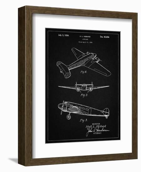 PP945-Vintage Black Lockheed Electra Airplane Patent Poster-Cole Borders-Framed Giclee Print