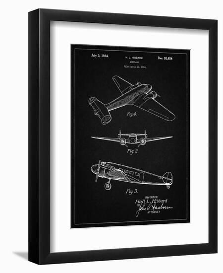 PP945-Vintage Black Lockheed Electra Airplane Patent Poster-Cole Borders-Framed Giclee Print