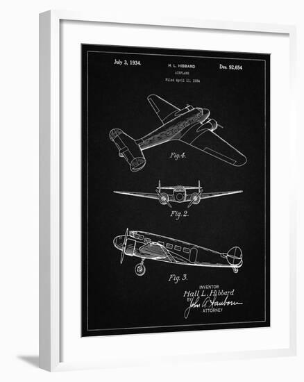 PP945-Vintage Black Lockheed Electra Airplane Patent Poster-Cole Borders-Framed Giclee Print