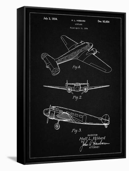 PP945-Vintage Black Lockheed Electra Airplane Patent Poster-Cole Borders-Framed Stretched Canvas