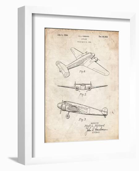 PP945-Vintage Parchment Lockheed Electra Airplane Patent Poster-Cole Borders-Framed Giclee Print