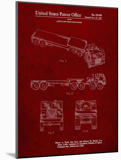 PP946-Burgundy Lockheed Ford Truck and Trailer Patent Poster-Cole Borders-Mounted Giclee Print