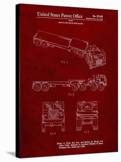 PP946-Burgundy Lockheed Ford Truck and Trailer Patent Poster-Cole Borders-Stretched Canvas