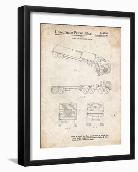 PP946-Vintage Parchment Lockheed Ford Truck and Trailer Patent Poster-Cole Borders-Framed Giclee Print