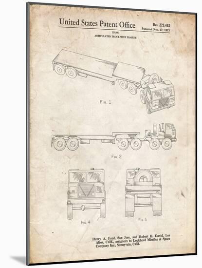 PP946-Vintage Parchment Lockheed Ford Truck and Trailer Patent Poster-Cole Borders-Mounted Giclee Print
