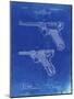 PP947-Faded Blueprint Luger Pistol Patent Poster-Cole Borders-Mounted Giclee Print