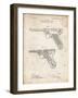 PP947-Vintage Parchment Luger Pistol Patent Poster-Cole Borders-Framed Giclee Print