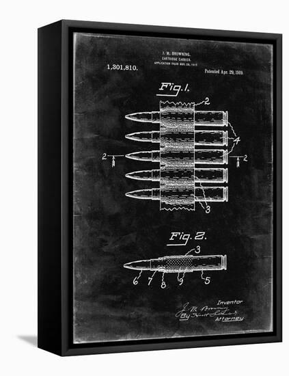 PP948-Black Grunge Machine Gun Bullet Carrier Belt Patent Poster-Cole Borders-Framed Stretched Canvas