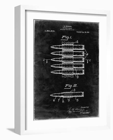 PP948-Black Grunge Machine Gun Bullet Carrier Belt Patent Poster-Cole Borders-Framed Giclee Print