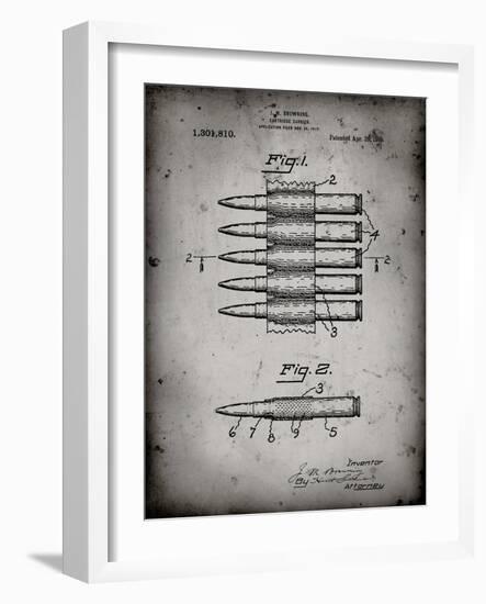 PP948-Faded Grey Machine Gun Bullet Carrier Belt Patent Poster-Cole Borders-Framed Giclee Print