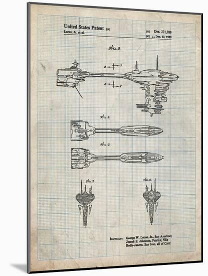 PP95-Antique Grid Parchment Star Wars Nebulon B Escort Frigate Poster-Cole Borders-Mounted Giclee Print