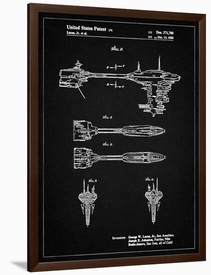 PP95-Vintage Black Star Wars Nebulon B Escort Frigate Poster-Cole Borders-Framed Premium Giclee Print