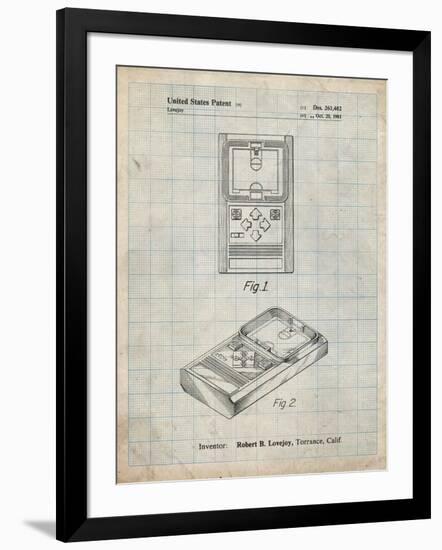 PP950-Antique Grid Parchment Mattel Electronic Basketball Game Patent Poster-Cole Borders-Framed Giclee Print