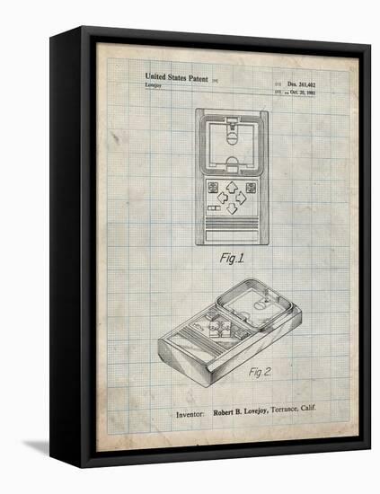 PP950-Antique Grid Parchment Mattel Electronic Basketball Game Patent Poster-Cole Borders-Framed Stretched Canvas