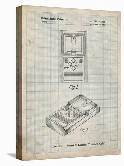 PP950-Antique Grid Parchment Mattel Electronic Basketball Game Patent Poster-Cole Borders-Stretched Canvas