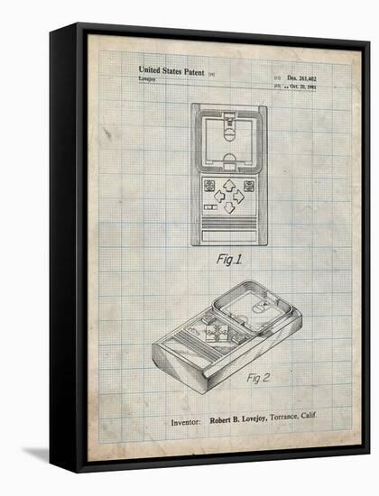 PP950-Antique Grid Parchment Mattel Electronic Basketball Game Patent Poster-Cole Borders-Framed Stretched Canvas