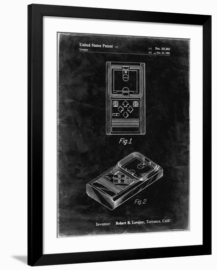 PP950-Black Grunge Mattel Electronic Basketball Game Patent Poster-Cole Borders-Framed Giclee Print