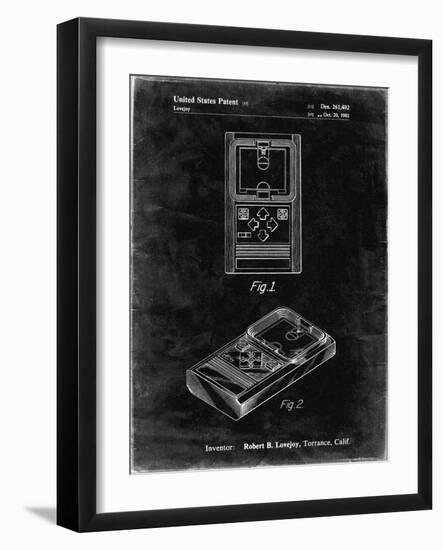 PP950-Black Grunge Mattel Electronic Basketball Game Patent Poster-Cole Borders-Framed Giclee Print