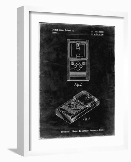 PP950-Black Grunge Mattel Electronic Basketball Game Patent Poster-Cole Borders-Framed Giclee Print