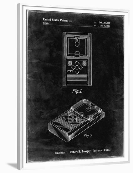 PP950-Black Grunge Mattel Electronic Basketball Game Patent Poster-Cole Borders-Framed Premium Giclee Print