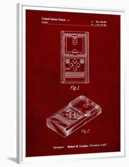 PP950-Burgundy Mattel Electronic Basketball Game Patent Poster-Cole Borders-Framed Premium Giclee Print