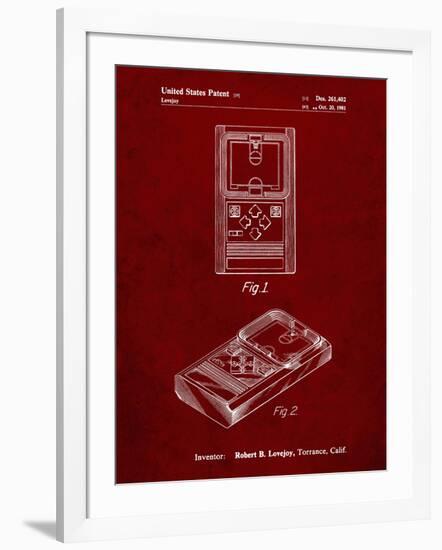 PP950-Burgundy Mattel Electronic Basketball Game Patent Poster-Cole Borders-Framed Giclee Print