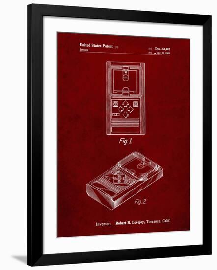 PP950-Burgundy Mattel Electronic Basketball Game Patent Poster-Cole Borders-Framed Giclee Print
