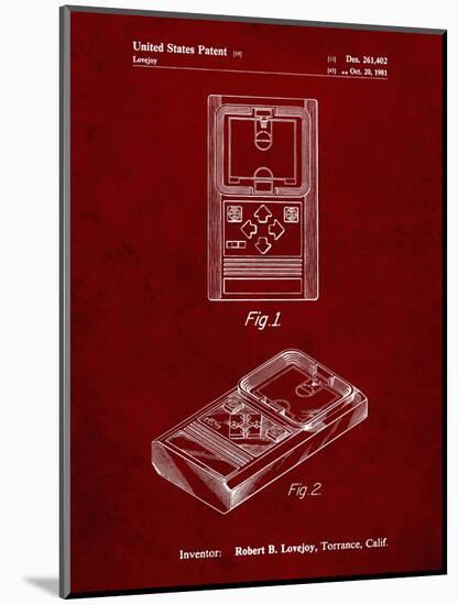 PP950-Burgundy Mattel Electronic Basketball Game Patent Poster-Cole Borders-Mounted Premium Giclee Print