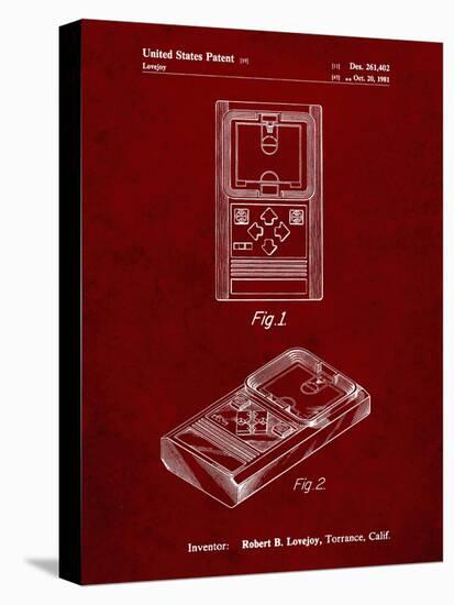 PP950-Burgundy Mattel Electronic Basketball Game Patent Poster-Cole Borders-Stretched Canvas