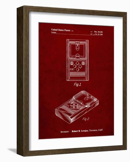 PP950-Burgundy Mattel Electronic Basketball Game Patent Poster-Cole Borders-Framed Giclee Print