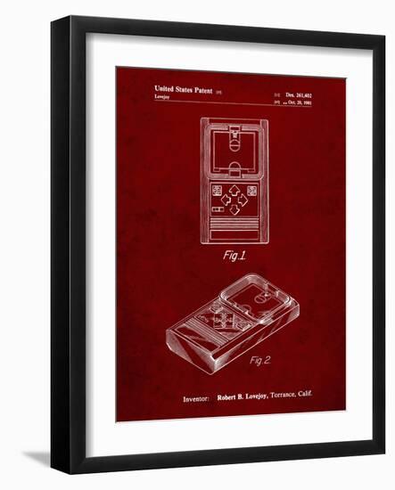 PP950-Burgundy Mattel Electronic Basketball Game Patent Poster-Cole Borders-Framed Giclee Print